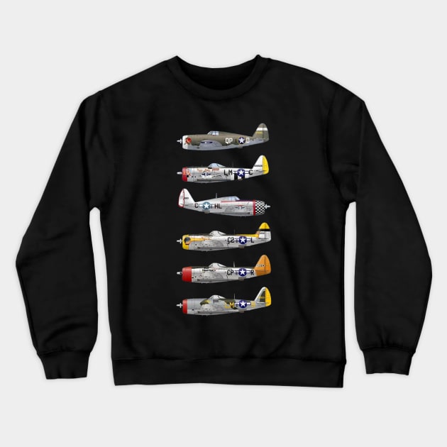 Republic P-47 Thunderbolt "The Jug" P47 Crewneck Sweatshirt by Jose Luiz Filho